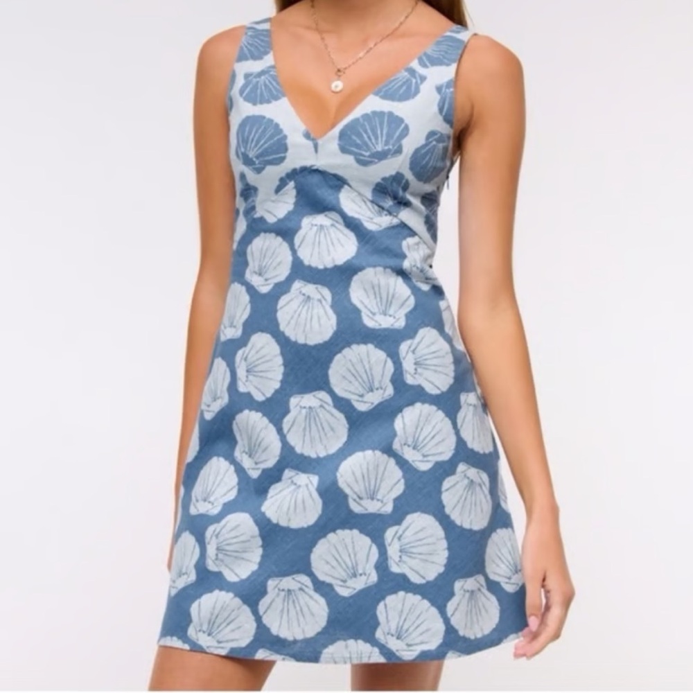 Abercrombie & Fitch V-Neck Linen-Blend Mini Dress